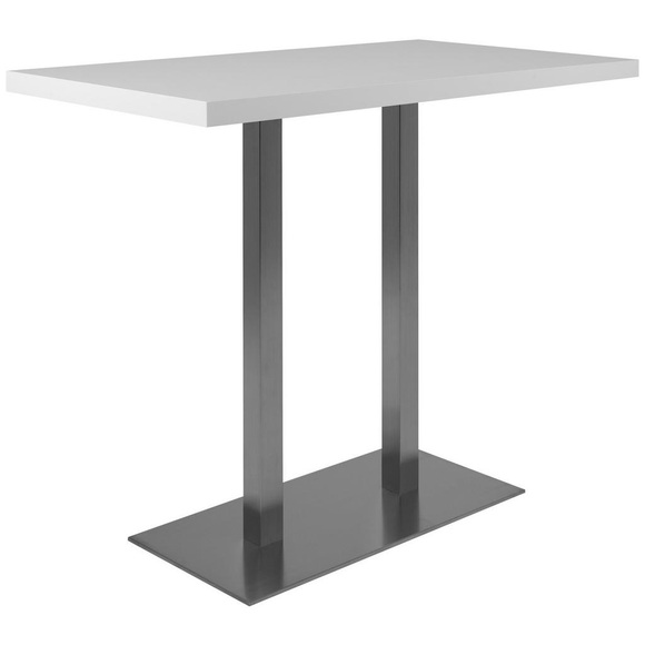 MID.YOU Bartisch in holzwerkstoff 120/70/105 cm , Quadrato 120 Bartisch , Weiss, Edelstahlfarben , 70x105 cm , gebürstet,melaminharzbeschichtet,Nachbildung , 002478017706