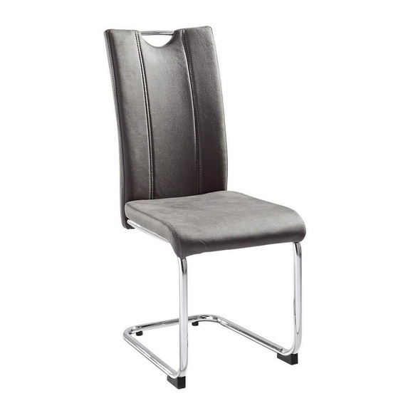 Ti`me Schwingstuhl in metall, textil chromfarben, dunkelgrau , Thomas , 43x99x58 cm , verchromt,Mikrofaser , 002540001201