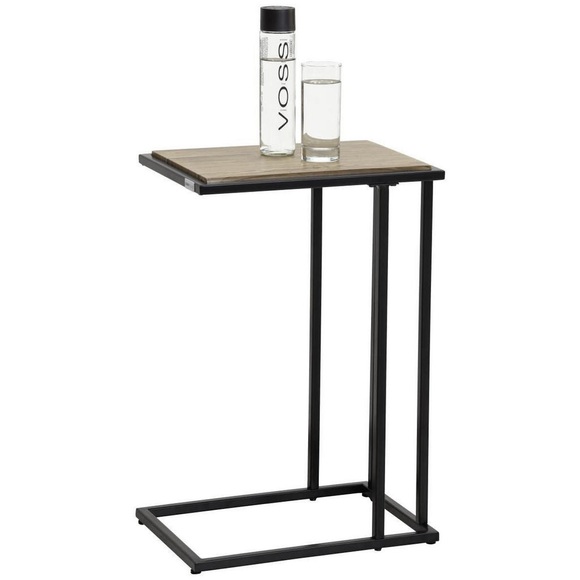 Carryhome Beistelltisch in metall, holzwerkstoff , Promo -Top- , Schwarz, Eichefarben , 30x60x40 cm , pulverbeschichtet,Dekorfolie,Nachbildung , 002540002503
