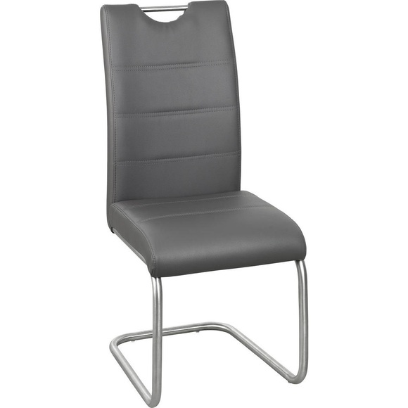 Xora Schwingstuhl in metall, textil grau, edelstahlfarben , Ely , 43x98x58 cm , Bürstfinish,Lederlook , 002731003802