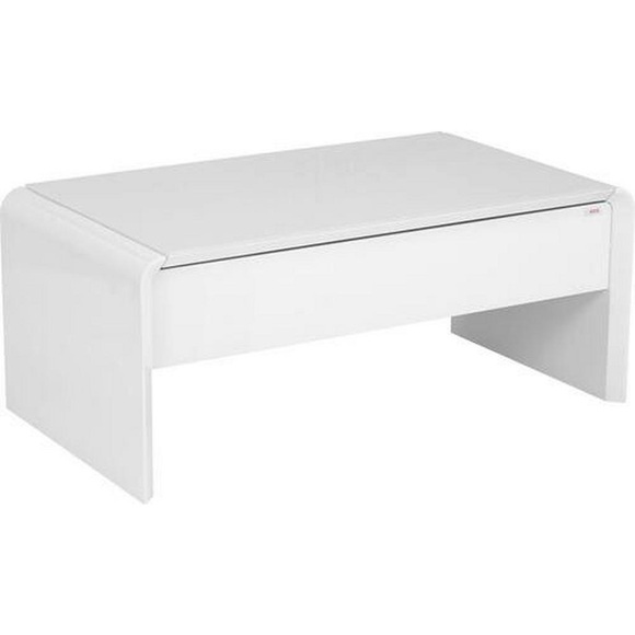 Xora Couchtisch in glas, holzwerkstoff 110/60/45-71 cm , Konstantin , weiss , 60x45-71x110 cm , Hochglanz,Nachbildung , Stauraum, höhenverstellbar , 002809001701