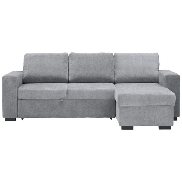 Carryhome Ecksofa in velours grau , Tamara , Textil , Uni , 244x157 cm , matt,Velours , Liegefunktion, seitenverkehrt erhältlich, Schlafen auf Sitzhöhe , 002991002101
