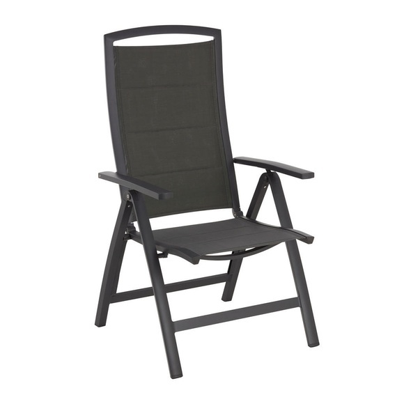 Ambia Garden Gartenklappsessel in metall, textil anthrazit , Azurro , 66x115x64 cm , pulverbeschichtet,Webstoff , klappbar , 002053001422