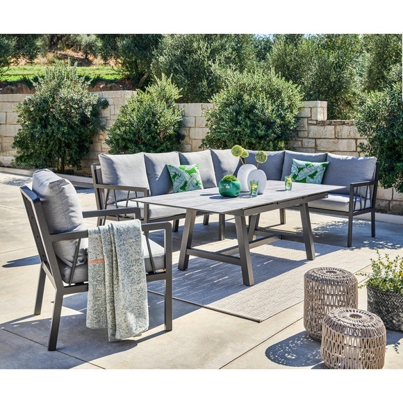 Amatio Loungegarnitur 17-teilig , Zamora , Anthrazit, Grau , Metall, Textil , pulverbeschichtet,Webstoff , 002145002229