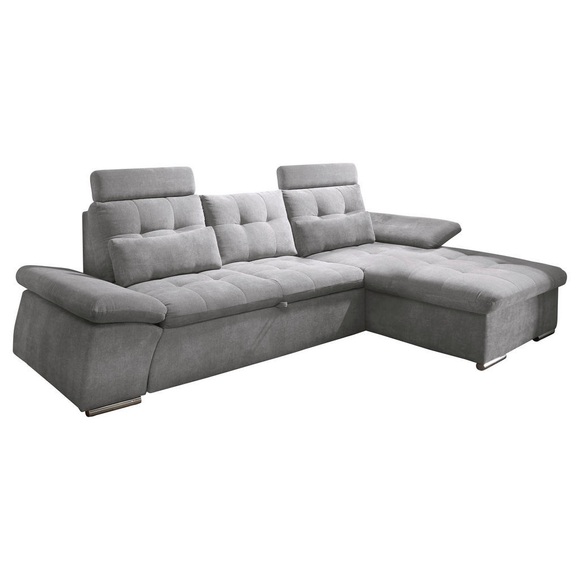 MID.YOU Wohnlandschaft in textil, holzwerkstoff grau , Nalo Longchair 2f.rec , Uni , 170 cm , Nachbildung , seitenverkehrt erhältlich, Rücken echt , 002220026405