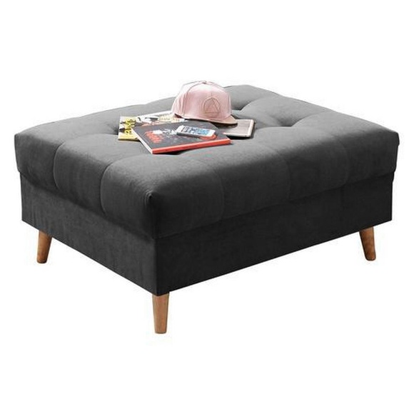 MID.YOU Hocker in , Alice , Anthrazit , Textil, Holzwerkstoff , Uni , 106x48x80 cm , Nachbildung , Stoffauswahl , 002220026008