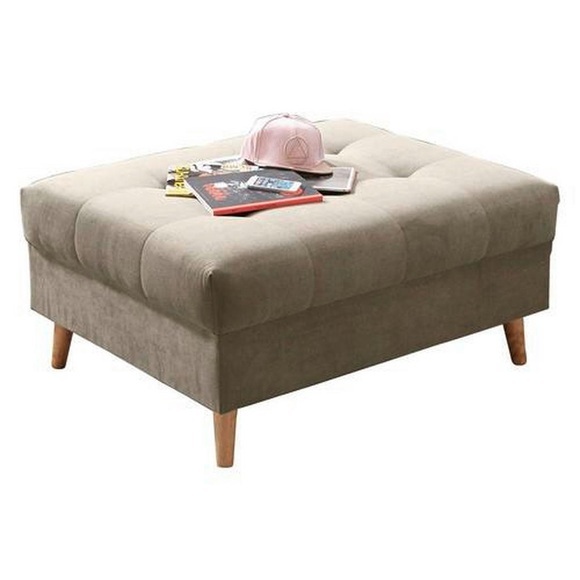 MID.YOU Hocker in textil, holzwerkstoff sandfarben , Alice , Uni , 106x48x80 cm , Nachbildung , Stoffauswahl , 002220026009