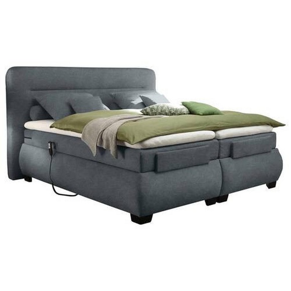 MID.YOU Boxspringbett 160/200 cm in anthrazit , Evolution 3 , Textil , H2=mittel bis ca.80kg , 160 cm , Velours, Mikrofaser , Topper geteilt,Topper geteilt,Topper geteilt,Topper geteilt,Topper geteilt , 002220031704