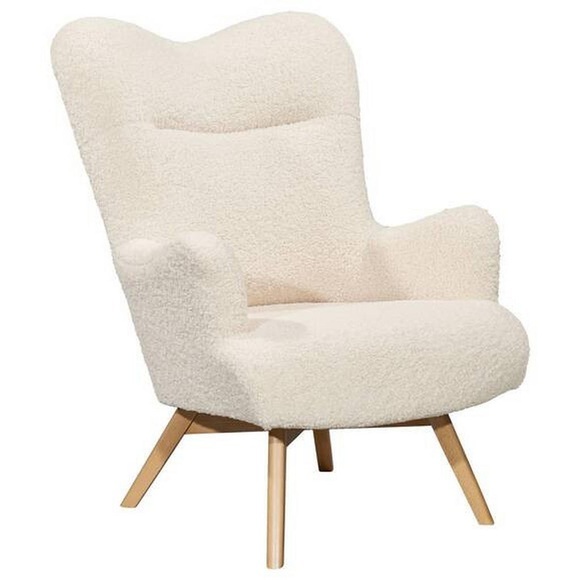 MID.YOU Sessel in teddystoff creme , Paddington , Textil, Holzwerkstoff , Buche , 80x106x100 cm , Teddystoff , 002220053103