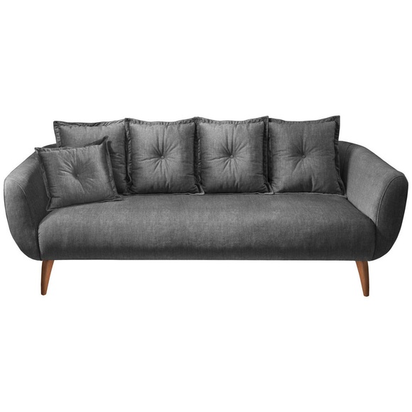 Livetastic Dreisitzer-sofa in velours grau , Baggio , Holz, Textil , Buche, Fichte, Kiefer,Buche , massiv , Uni , 236x94x103 cm , lasiert,Velours,Velours,teilmassiv,Echtholz , Armteil links, Armteil rechts , 002310004616