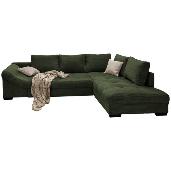 Livetastic Ecksofa in kord dunkelgrün , Alvito , 298x202 cm , 002310006713