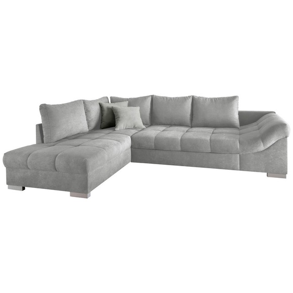 MID.YOU Eckschlafsofa in hellgrau textil , Alvito , Buche , 298x202 cm , Mikrofaser , Liegefunktion, Rücken echt, Armteil rechts , 002310006741