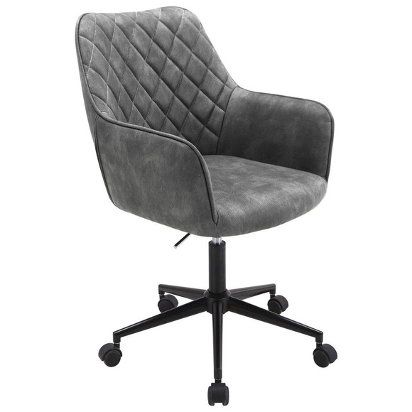 Xora Drehstuhl in mikrofaser grau, schwarz , Martha , Metall, Kunststoff, Textil , 57x88-100x62 cm , pulverbeschichtet,matt,Mikrofaser , Sitzfläche 360° drehbar , 002381029001