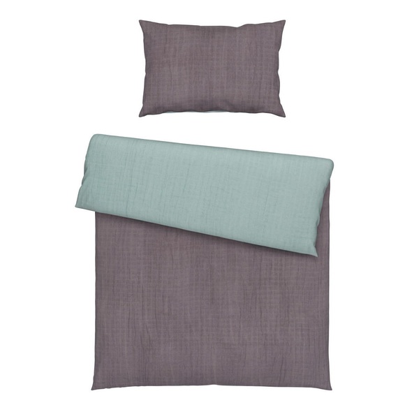 Patinio Kinderbettwäsche 100/135 cm , Museline , Grau, Grün , Textil , Uni , 100 cm , Musselin , atmungsaktiv , 003835000802