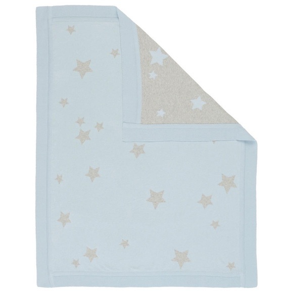 Patinio Schmusedecke 80/100 cm , Strickdecke Sterne Blau , Grau, Hellblau , Textil , Stern , 80x100 cm , Double face, atmungsaktiv , 003969000202