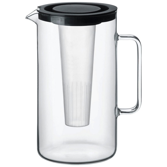Novel Glaskrug , 107 027 021 , Klar, Schwarz , Glas , 2500 ml , klar , Ausgiesser, Siebeinsatz, Eiseinsatz , 003280023801