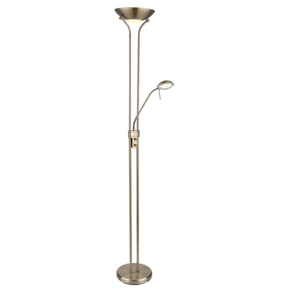 Globo Led-deckenfluter , 59040A , Messingfarben , Glas , 120 mm,45 mm , 180 cm , satiniert , Lesearm, Flexarm , 004558463801