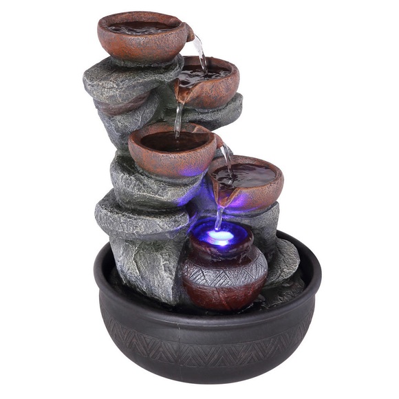 Brunnen Kunststoff grau 1xRGB LED