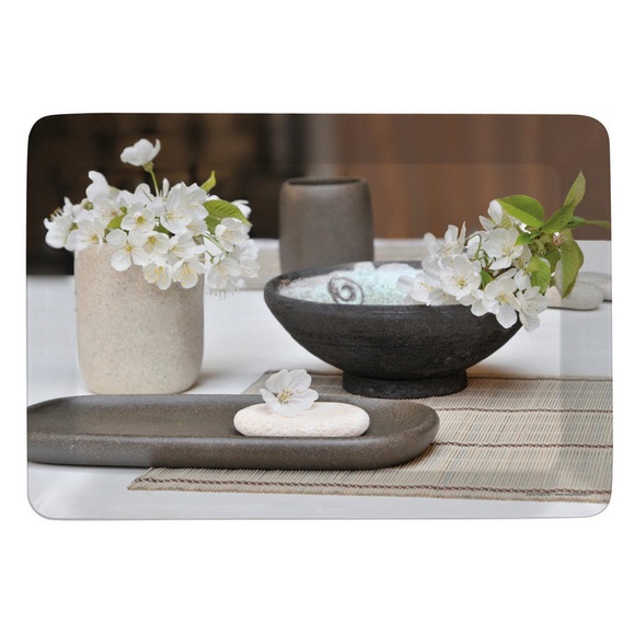 Homeware Serviertablett 31,5/45 cm , Rbr101/id#zein , Schwarz, Beige , Kunststoff , Floral , 31.5x45 cm , glänzend , 004011001107