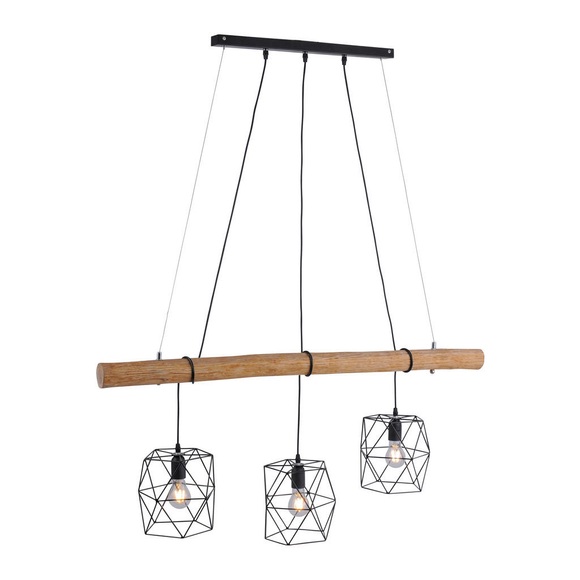 LeuchtenDirekt Edgar 15503-18 Pendelleuchte LED E27 EEK: abhängig v. Leuchtmittel (A++ - E) 180 W Holz, Schwarz