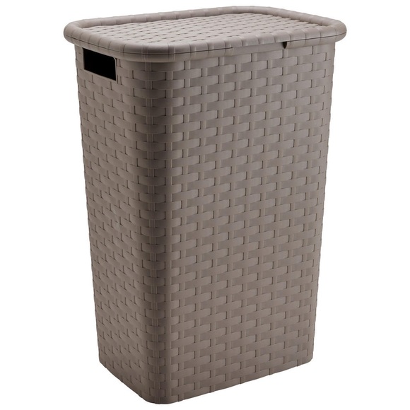Homeware Wäschekorb , 8500 , Braun , Kunststoff , 33x60x44 cm , matt , Tragegriffe, Deckel , 0069660021