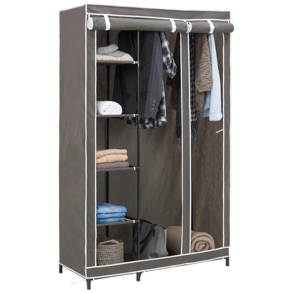 Carryhome Stoffschrank 110/178/46 cm , Jack , Grau , Textil , 110x178x46 cm , galvanisiert,matt,Vliesstoff , 007584000201