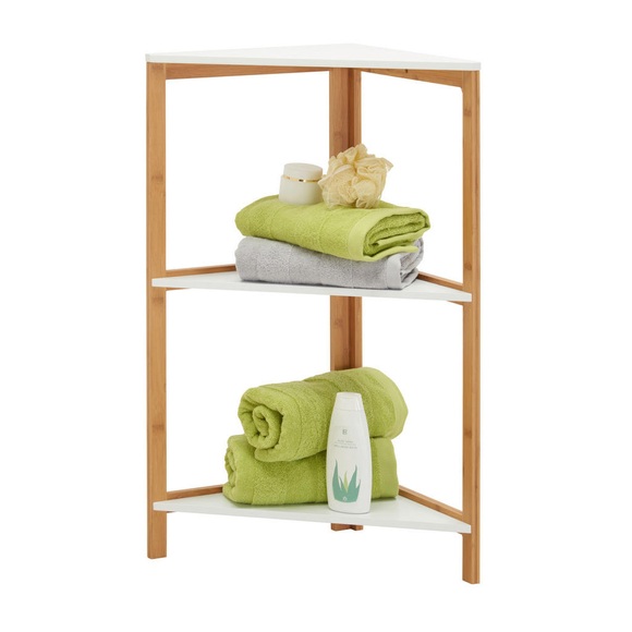 Xora Badezimmerregal 38/80/38 cm , Heinrich , Naturfarben, weiss , Holz, Holzwerkstoff , Bambus , massiv , 38x80x38 cm , matt, lackiert,Echtholz, Nachbildung , 007968005101
