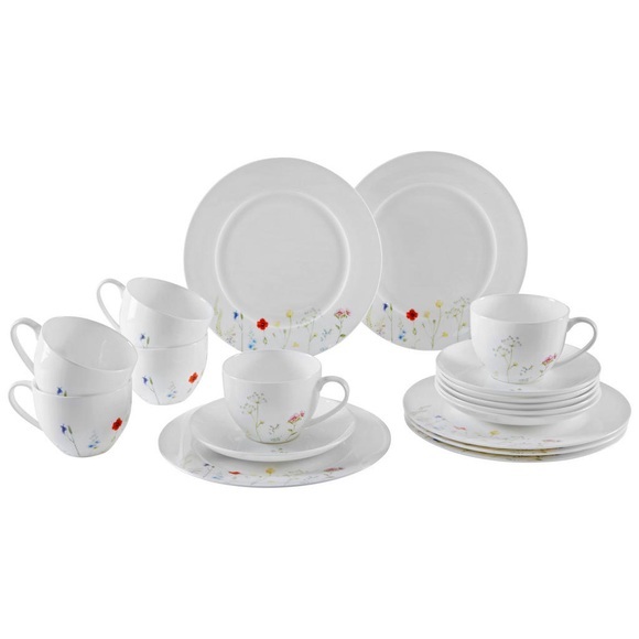 Novel Kaffeeservice 18-teilig , Wildflower - 18 Pcs Coffee Set , Multicolor , Keramik , Blume , 250 ml,250 ml , glänzend , hitzebeständig, verschiedene Motive/Dekore/Designs erhältlich , 0071360121