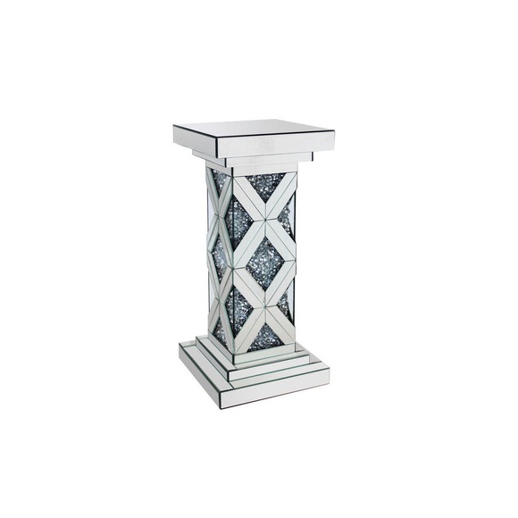Ambia Home Beistelltisch in glas, holzwerkstoff , Ge-1G103 , Silberfarben , Abstraktes , 30.8x71x30.8 cm , lackiert,glänzend,Nachbildung , einfacher Aufbau , 0089370229
