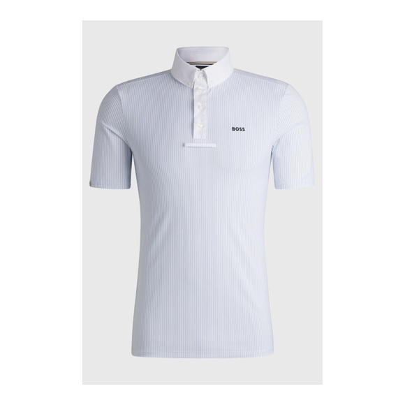 BOSS Equestrian Turniershirt Marty Herren - Pinstripes Niagara - Grösse Bekleidung Herren: L