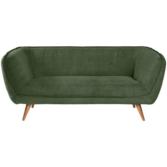 VEGA Sofa Kelso Cord, 3-Sitzer; 183x88x76 cm (BxTxH); Sitz grün, Gestell buche