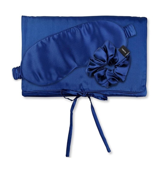 Ailoria - Tasche, Schlafmaske & Scrunchie M aus Seide - Blau