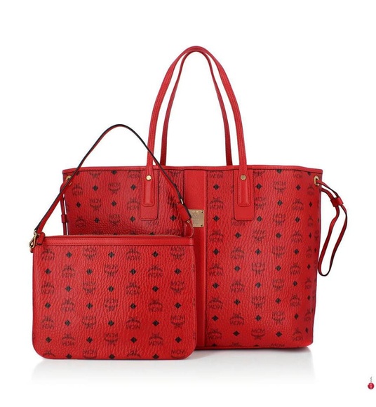Mcm - Reversible Leder-Shoppingtasche Liz Large - Rot