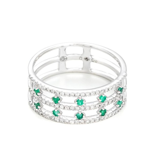 Atelier du Diamant - Ring Courone des Emeraudes - Silber und Grün