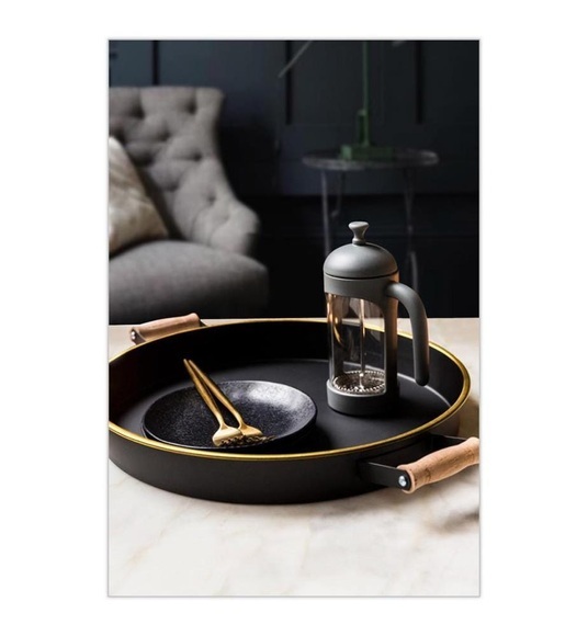Home - Tablett - Gold, Schwarz