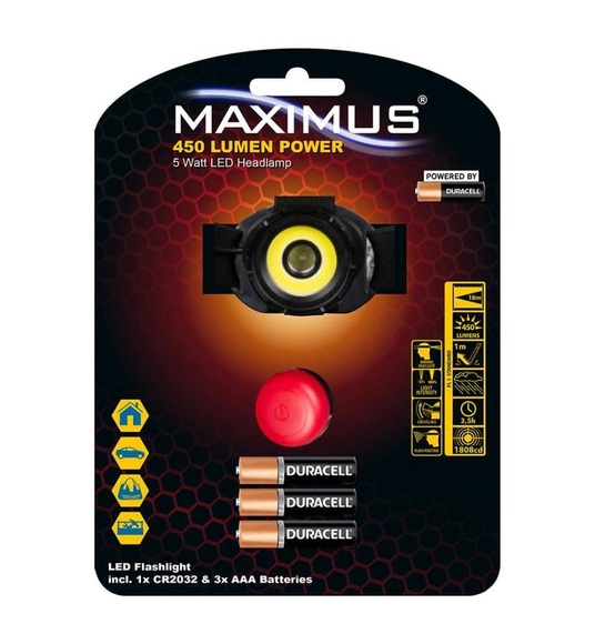 Duracell - LED Stirnlampe mit Fokusfunktion 5 Watt - 450 Lumen