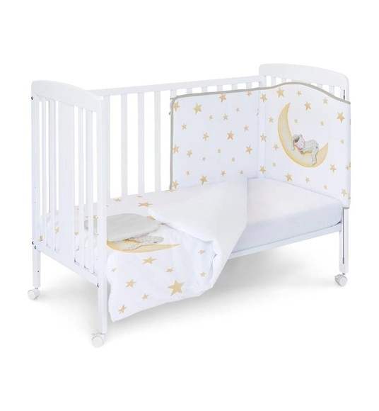 Naf Naf - 4-Teilige Bettwäschegarnitur Marlon Night - 120 x 60 cm - Weiss und Gelb