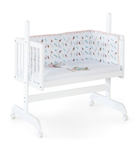 Naf Naf - Ensemble Beistellwiege & Garnitur Birds Explorer - Weiss und Hellrosa