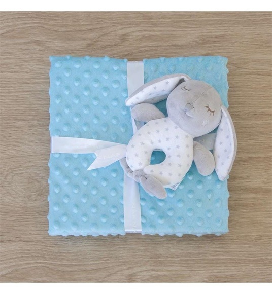 Naf Naf - Bettdecke & Kuscheltier Bubble - 80 x 110 cm - Blau