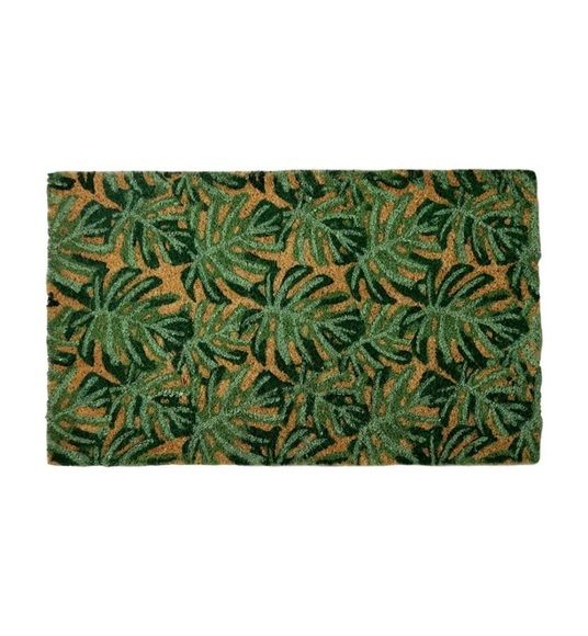 Home - Fussmatte Monstera - 75 x 45 cm - Dunkelgrün und Camel