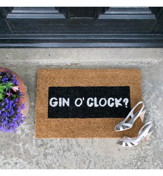 Home - Fussmatte Gin O'Clock 60 x 40 x 1.5 cm - Camel und Schwarz