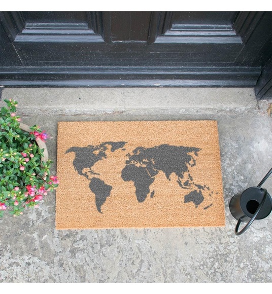 Home - Fussmatte World Map 60 x 40 x 1.5 cm - Camel und Grau