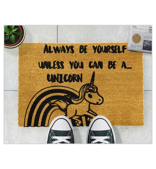 Home - Fussmatte Unicorn 60 x 40 x 1.5 cm - Camel und Schwarz