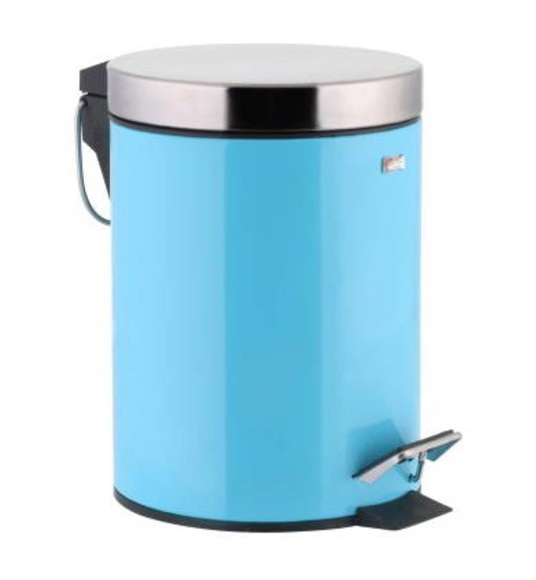 Testrut - 3-Liter Mülleimer - Hellblau und Silber - Silber und Hellblau