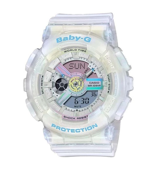 G-Shock - Armbanduhr Casio Baby G Analog-Digital - Weiss und Blau
