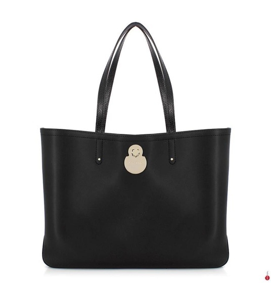 Longchamp - Leder-Shoppingtasche Roseau - Schwarz