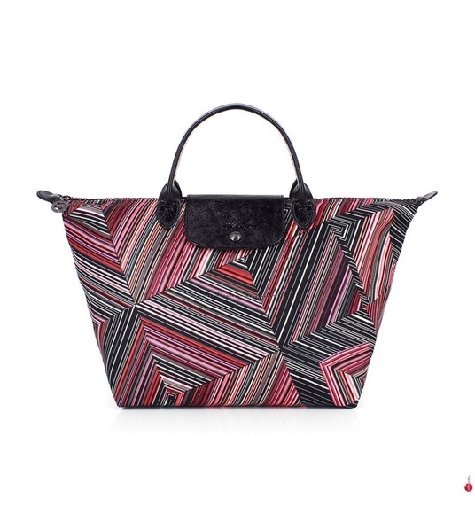 Longchamp - Handtasche Op'Art M - Rot und Schwarz