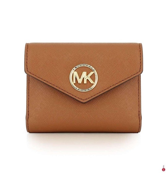 Michael Kors - Trifold-Brieftasche Carmen Medium aus Saffianleder mit Umschlag - Braun