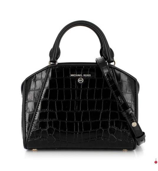 Michael Kors - Cleo Leder-Tote mit Krokodil-Effekt - Schwarz