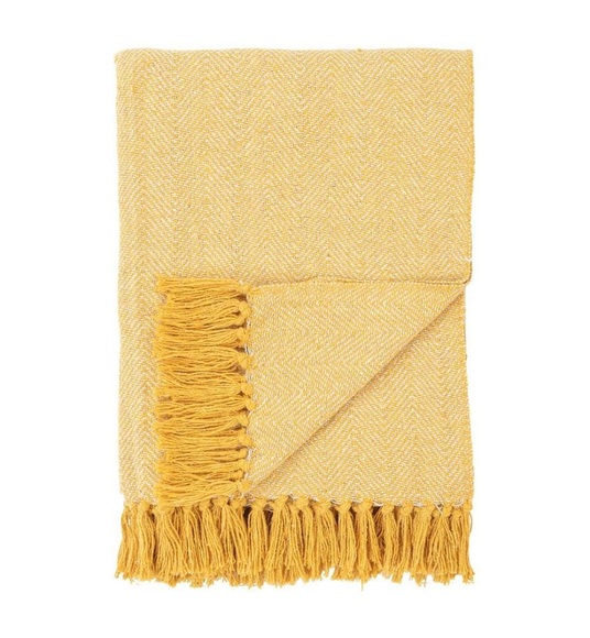 House Nordic - Cort Blanket - Gelbe und weisse Baumwolle Design A